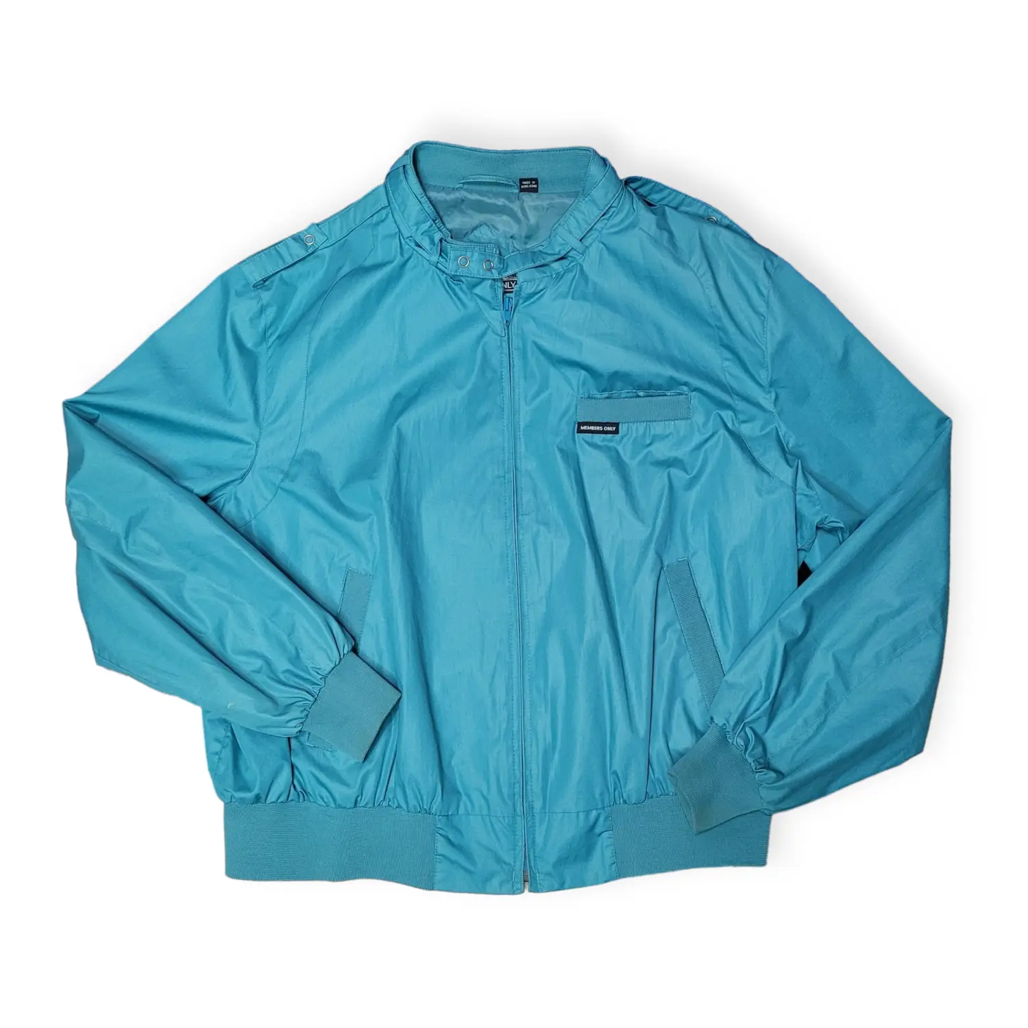 Vintage Members Only Teal Bomber Jacket - Size: L/XL