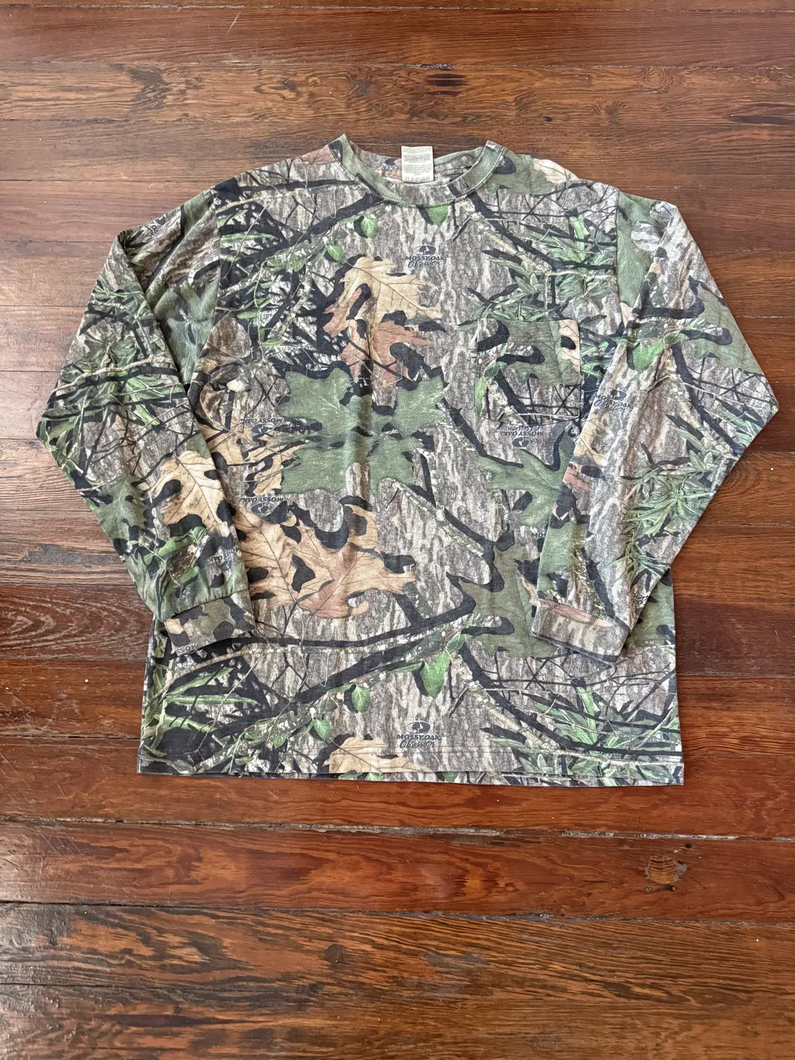 Vintage Mossy Oak Green Camo Long Sleeve T Shirt