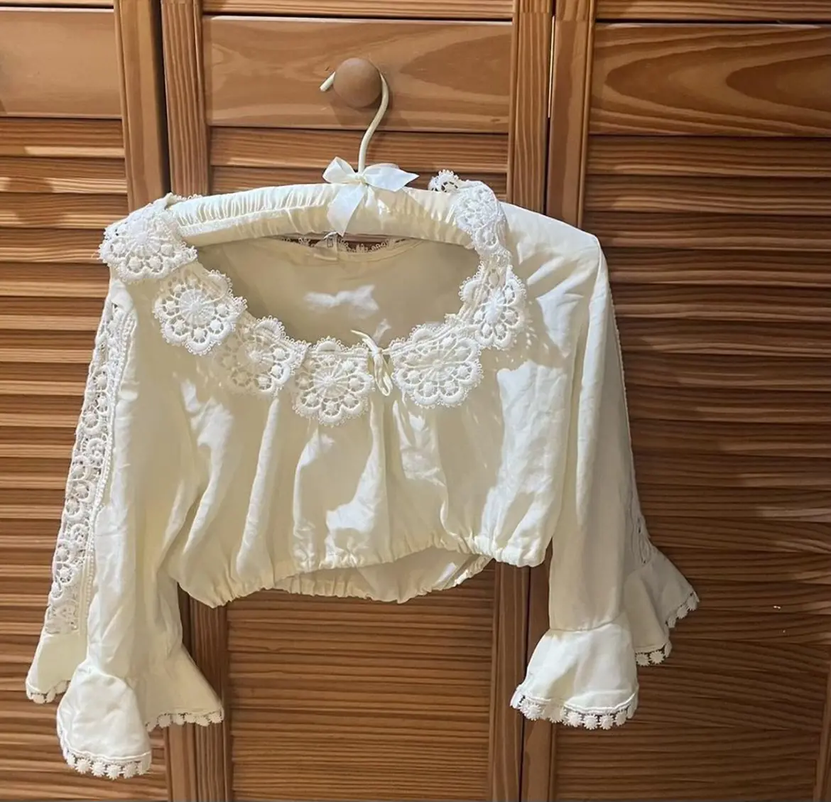 60s Vintage Crop Top with Lace and Ruffles