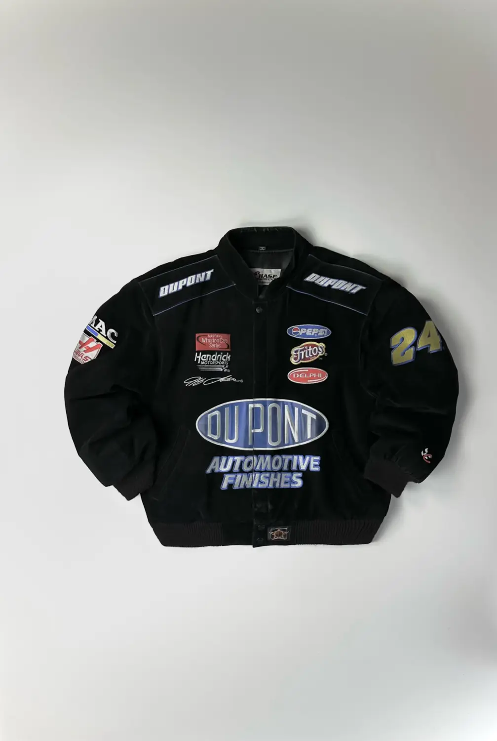 VINTAGE 90's NASCAR LEATHER SUADE RACING JACKET CHASE AUTHENTIC